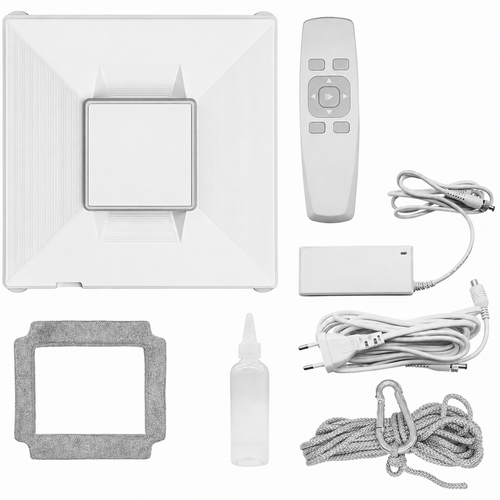 RoboStar okos ablaktisztító (autóablakok, padló, csempék és egyéb ablaktípusok tisztításához), vízpermet funkcióval, 72W/230V/650mAh teljesítménnyel, Wi-Fi támogatással és távirányítással vezérelhető.